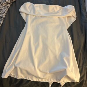 SHEIN Off-Shoulder Cream Mini Dress